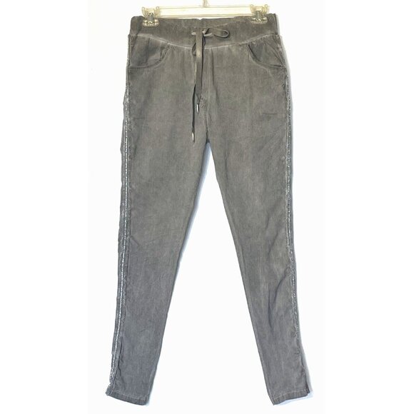 Venti6 Washed Gray Side Stripe Drawstring Stretch Joggers Pants Sz XS - Italy - Picture 1 of 9